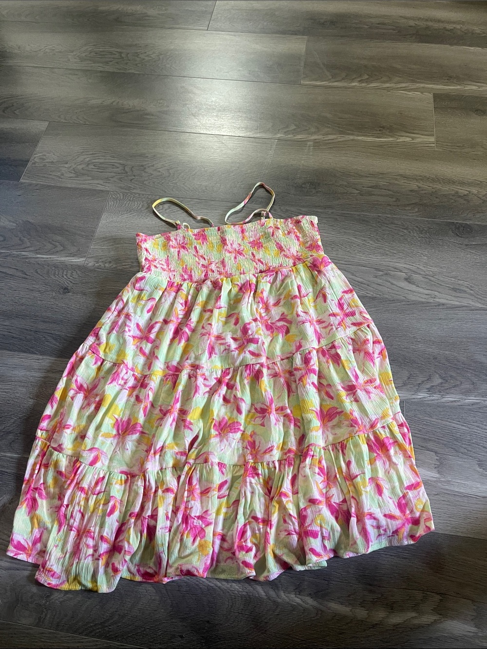 No Boundaries Floral Smocked Sundress in Pink, Yellow & light green